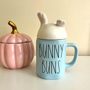 Rae Dunn bunny buns mug with topper